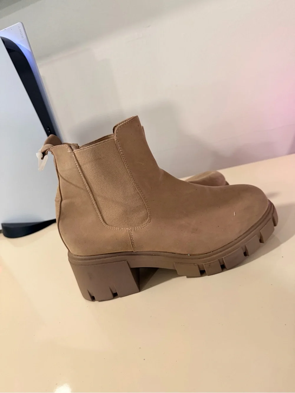 MIA Chunky Chelsea Boot in Beige